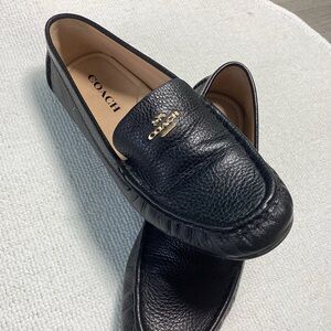 Coach Pebbled Black Leather Men's Slip-Ons